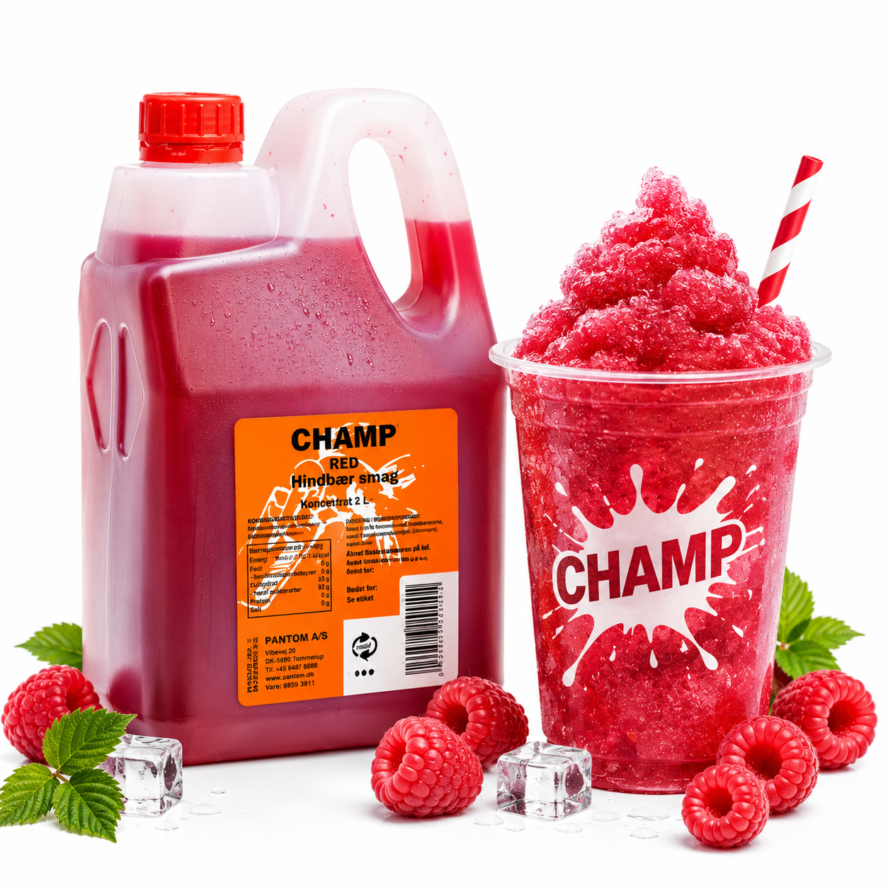 Champ hindbær slushice 2 liter