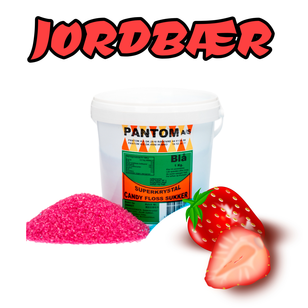 Jordbær Candyflosssukker fra Funfoods.dk