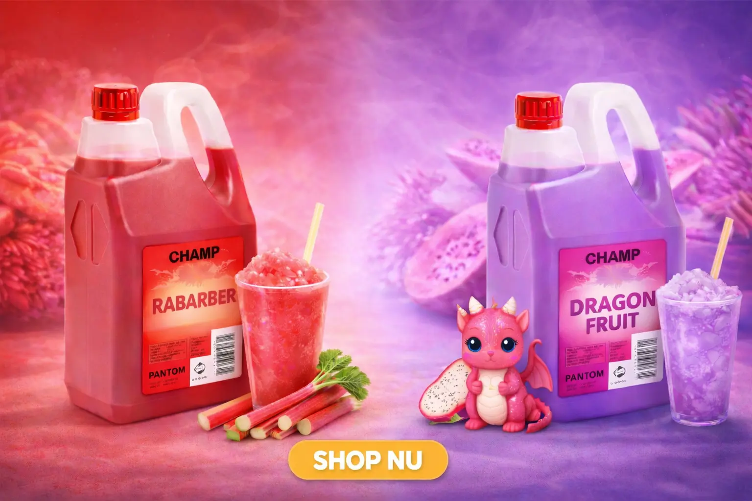 Rababer og Dragon fruit slushice fra Funfoods.dk optimeret